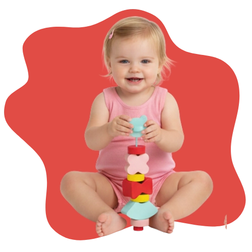 Floating and wall-sticking foam beads encouraging creative toddler play