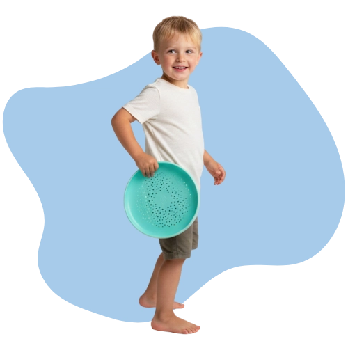 Flying disc doubles as an XL sand sifter for 2-in-1 play