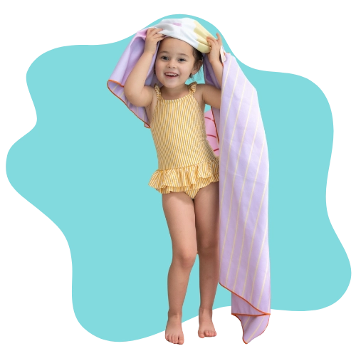 Reversible kids play towel with hopscotch game and drying side