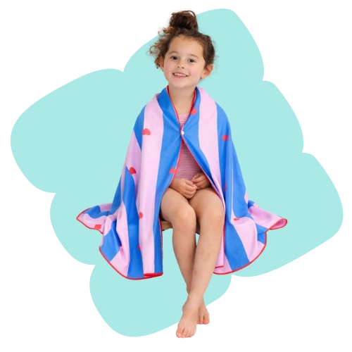 Compact, sand-resistant kids play towel easy to pack for travel