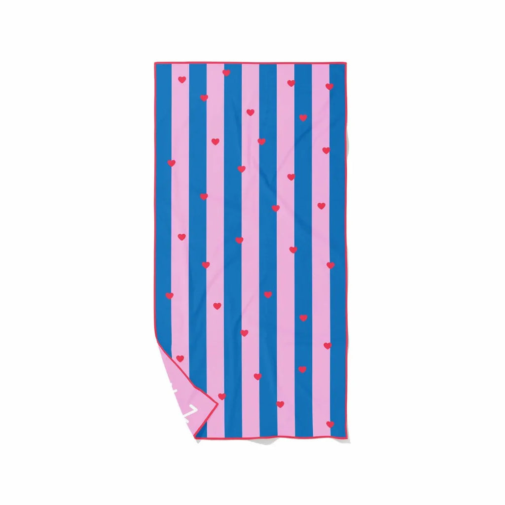 Double-sided kids play towel with lighthouse game design for beach and pool use