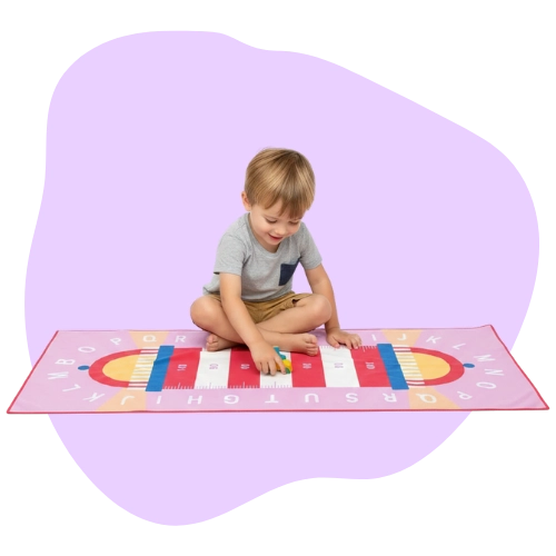 Reversible kids towel with play side and quick-dry side