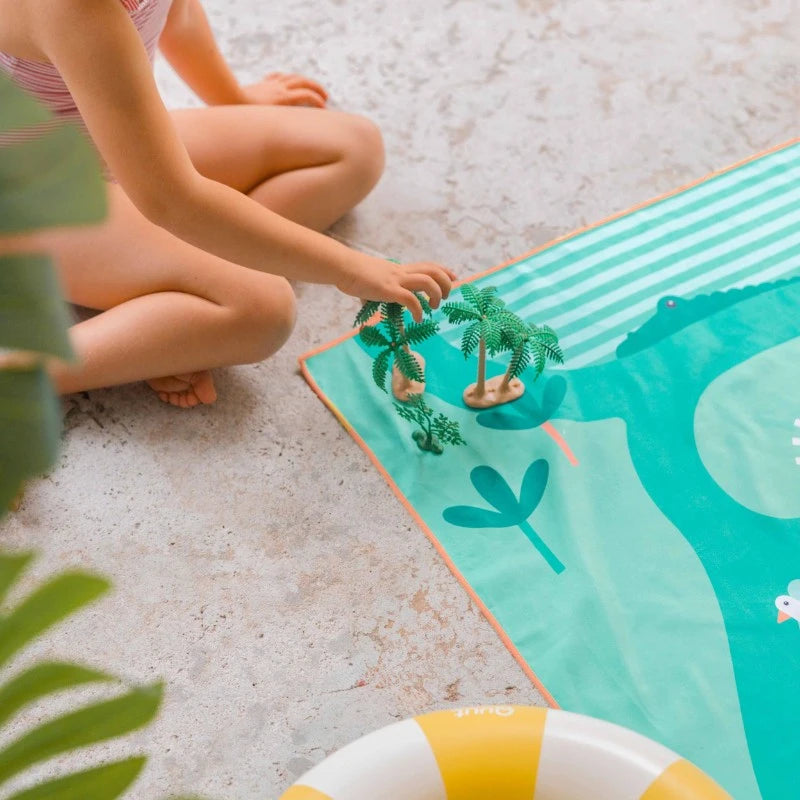 Quut Beach Bag Set Green + Safari Play Towel