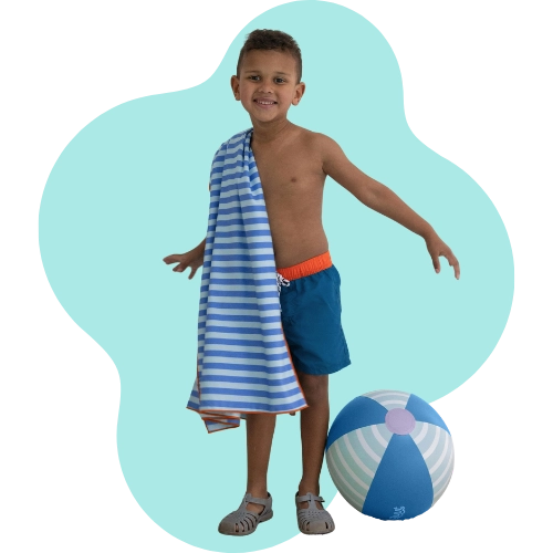 Lightweight, sand-free kids play towel packed for beach travel