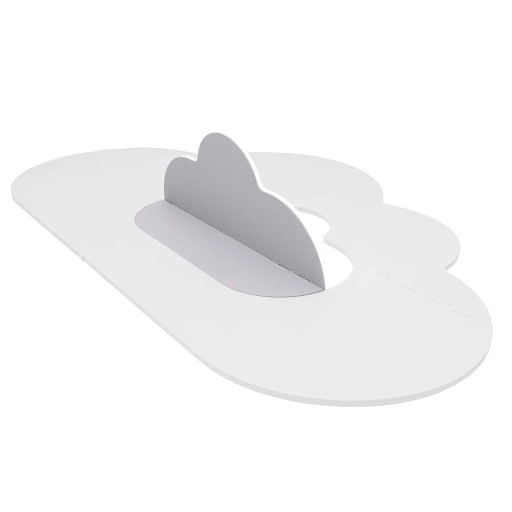 Clouds Playmat in pearl grey showing modern waterproof foam design