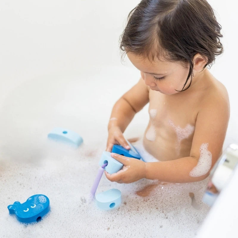 Kids enjoying creative and educational bath play with Beedi Hippo