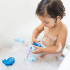Kids enjoying creative and educational bath play with Beedi Hippo