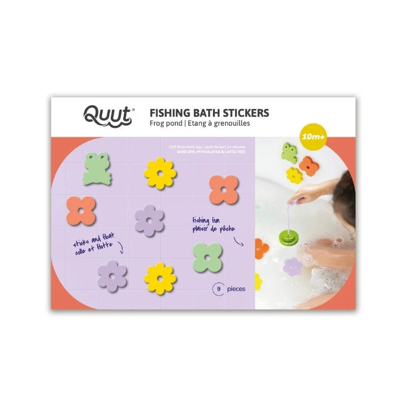 Fishing Frog Pond bath set with floating foam frogs and water lilies