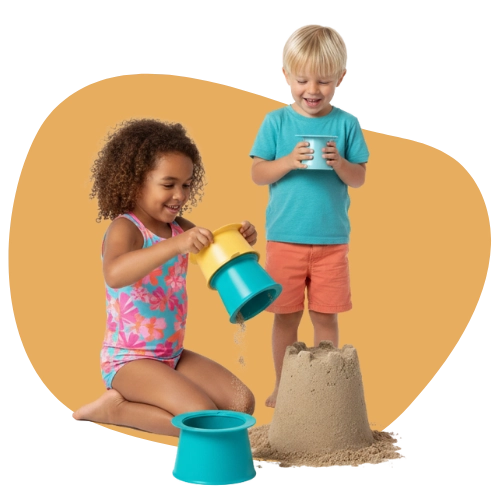 Alto Stackable Design – small, medium, and large pieces for multi-level sand structures