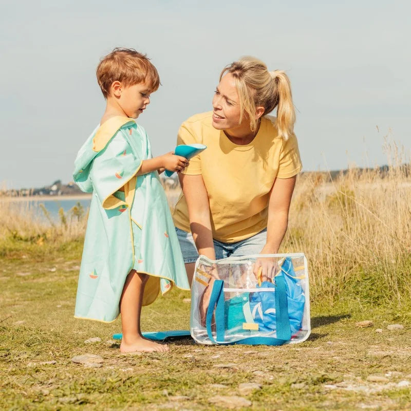 Quut Beach Bag Set Ocean + Road Blue Play Towel