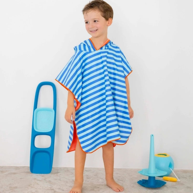 Poncho folded neatly, highlighting microfiber texture