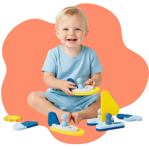 Float boats, assemble shapes, and role-play with finger puppets