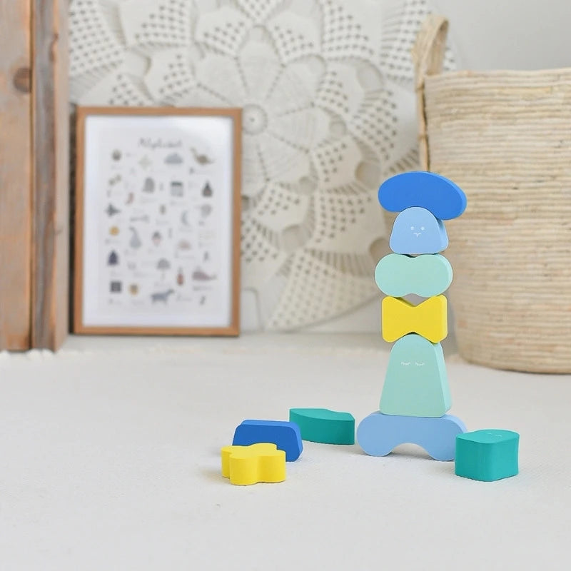 Blokki soft foam blocks stacked in multiple shapes and sizes
