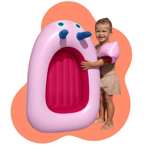 Colorful inflatable boat encouraging creative water adventures for kids