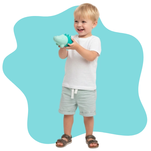 Easy squeeze silicone toy designed for small toddler hands