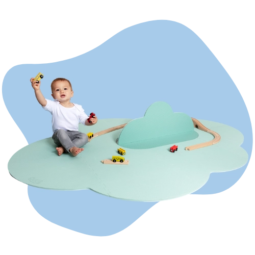 Soft EVA foam playmat designed to grow from tummy time to toddler play