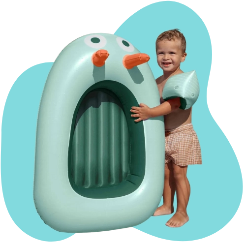 Inflatable kids boat made from BPA-free materials for supervised water play