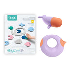 Soft silicone whale bath toy for toddlers, easy-to-squeeze water play design, Floating EVA foam whale bath puzzle with wall-sticking pieces for toddlers, Toddler-friendly Cana watering can for pouring and scooping bath water.