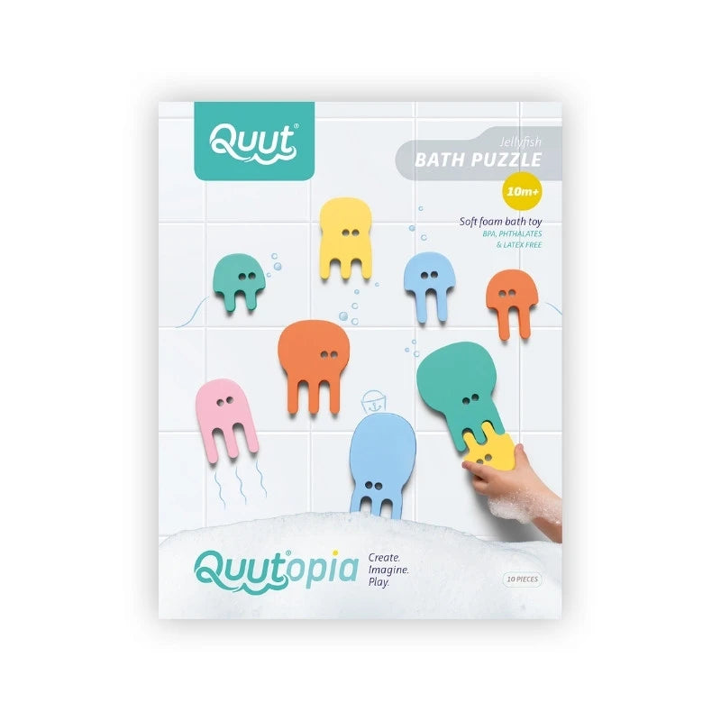 Bath Puzzle Jellyfish soft EVA foam bath toy pieces displayed together